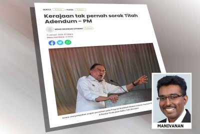Laporan Sinar Harian berhubung kenyataan Anwar bahawa kerajaan tak pernah sorok Titah Adendum