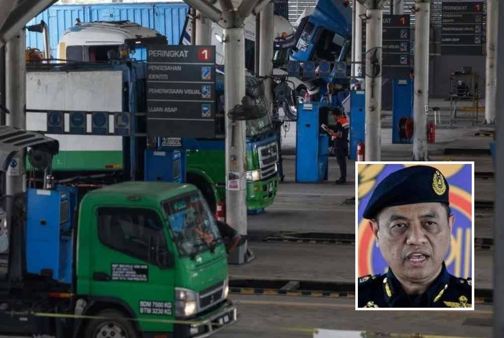 Kakitangan Puspakom melakukan pemeriksaan kepada kenderaan berat ketika tinjauan di Puspakom Seksyen 28, Shah Alam awal Januari lalu. Foto Bernama. Gambar kecil: Aedy Fadly
