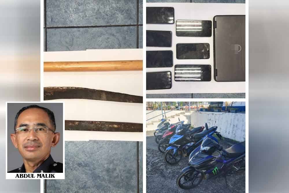 Barangan suspek yang dirampas dalam kejadian berkenaan. Foto PDRM (Gambar kecil: Abdul Malik)