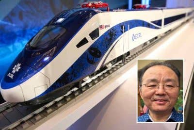 Kereta api laju yang dalam pembinaan di Kelantan dan Terengganu. Gambar kecil: Yujing