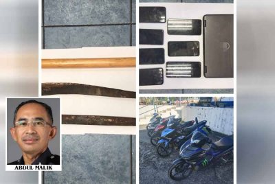 Barangan suspek yang dirampas dalam kejadian berkenaan. Foto PDRM (Gambar kecil: Abdul Malik)