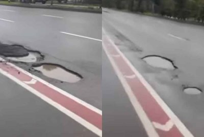 Hampir 100 lubang jalan dikesan di seluruh Singapura dalam 12 hari pertama Januari 2025 berikutan hujan lebat yang berterusan,. Foto media sosial