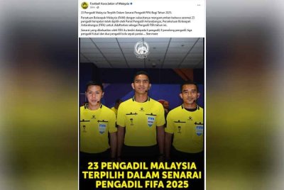 Tangkap layar kenyataan FAM di facebook pada Rabu