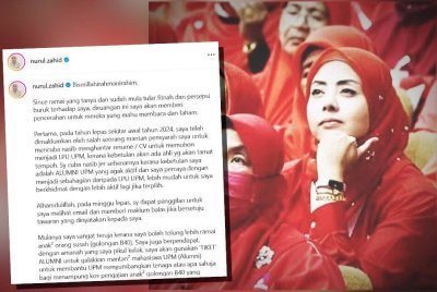 Tangkap layar hantaran Nurulhidayah di Instagramnya pada Rabu.