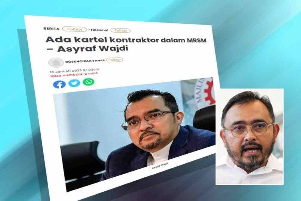 Laporan Sinar Harian berhubung wujud kartel kontraktor dalam MRSM. Gambar kecil: Norsyahrin