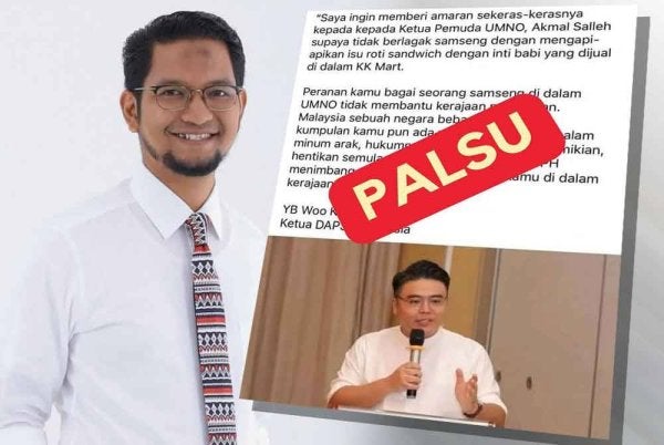 Kenyataan palsu dikaitkan dengan Kah Leong yang disebarkan di media sosial. Gambar kiri: Sheikh Umar