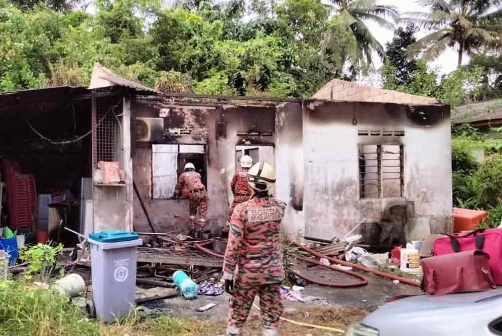 Rumah yang terbakar mengorbankan tiga sekeluarga di Ulu Tiram.