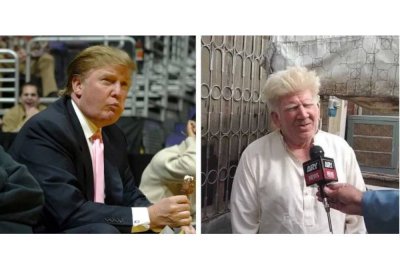 Bagga (kanan) saling tak tumpah seperti bakal Presiden ke-47 AS itu. Foto Agensi