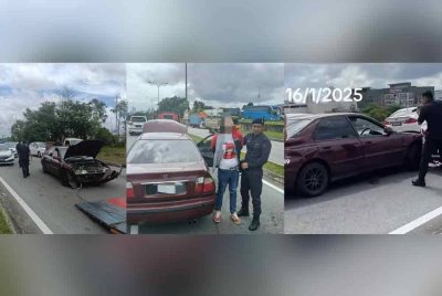 Suspek yang berada di bawah pengaruh dadah dan menyebabkan kemalangan membabitkan tiga kenderaan di Taman Daya berjaya ditahan.- Foto: IPD Johor Bahru Selatan