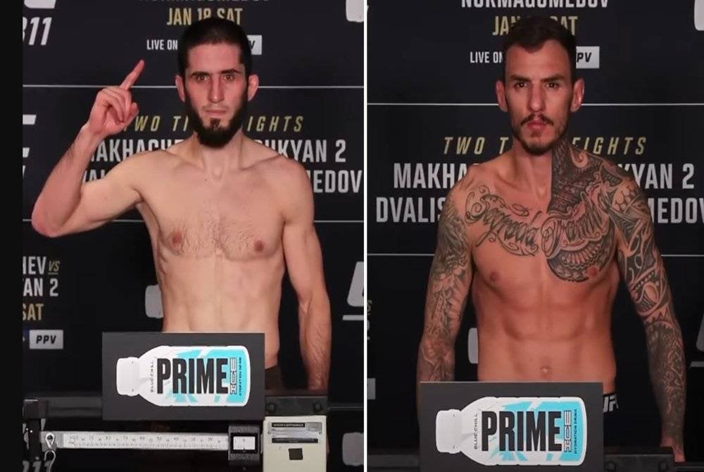 Renato (kanan) menentang Islam menerusi notis singkat di acara utama UFC 311 untuk gelaran lightweight. Foto Agensi