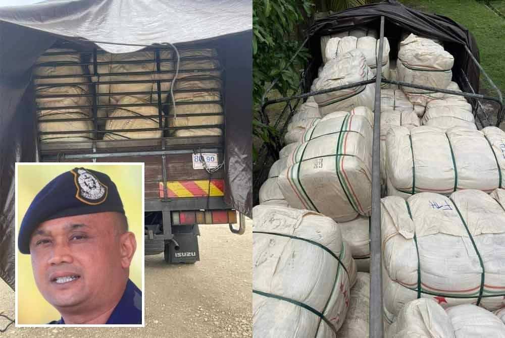 PGA Briged Tenggara merampas 100 bungkus pakaian terpakai seberat 20 tan dianggar bernilai RM1 juta yang cuba diseludup ke Thailand melalui pangkalan haram Ular di Pengkalan Kubor, Tumpat - Gambar hiasan. Gambar kecil: Nik Ros Azhan