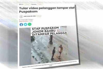 Laporan Sinar Harian mengenai tular video pelanggan tampar petugas pemeriksa kenderaan Puspakom.
