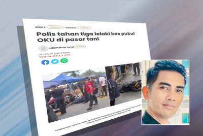 Laporan Sinar Harian berhubung insiden kes pukul lelaki OKU di Pasar Tani Padang Astaka Chukai, Terengganu pada pagi Jumaat lepas. Gambar kecil: Mohd Hidayat