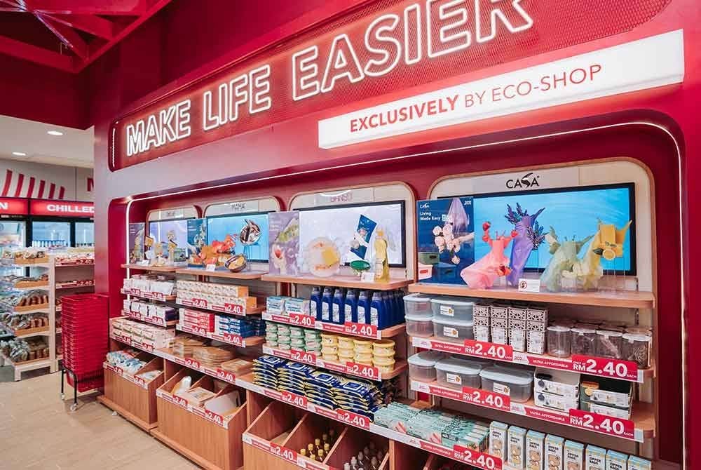 Pelbagai barangan kelengkapan rumah boleh didapati di Eco-shop dengan harga lebih murah.