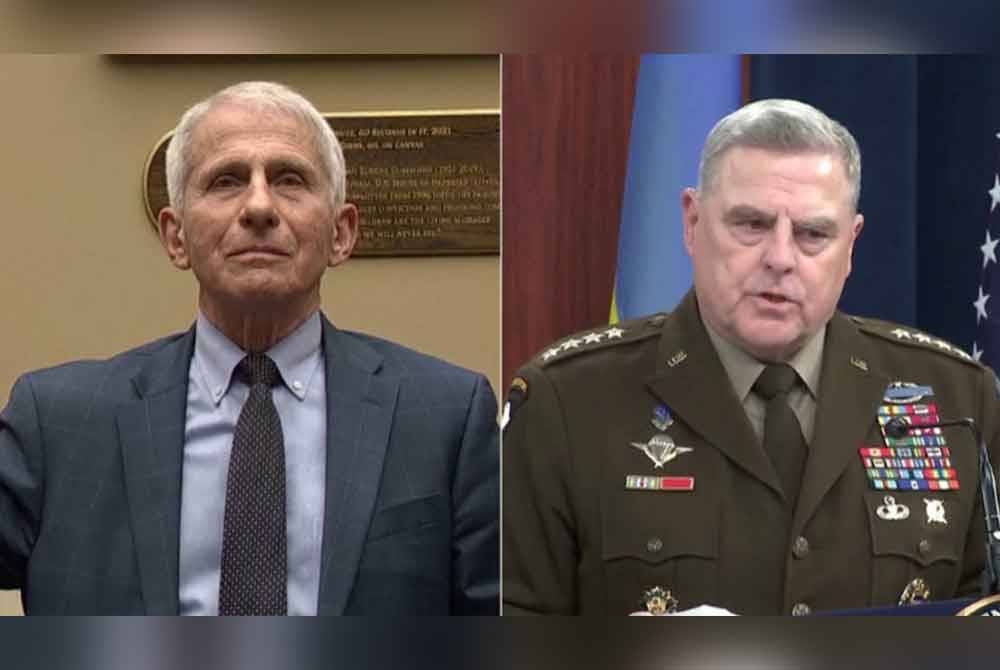 Fauci (kiri) dan Milley dikatakan terlibat konflik dengan Trump ketika penggal pertama pentadbiran beliau. Foto Agensi