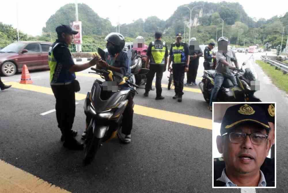 Sebanyak 21 motosikal telah disita dalam Op Khas Motosikal sempena Tahun Baharu Cina 2025 di Jalan Tambun, Ipoh pada Selasa. Gambar kecil: Mohammad Yusoff
