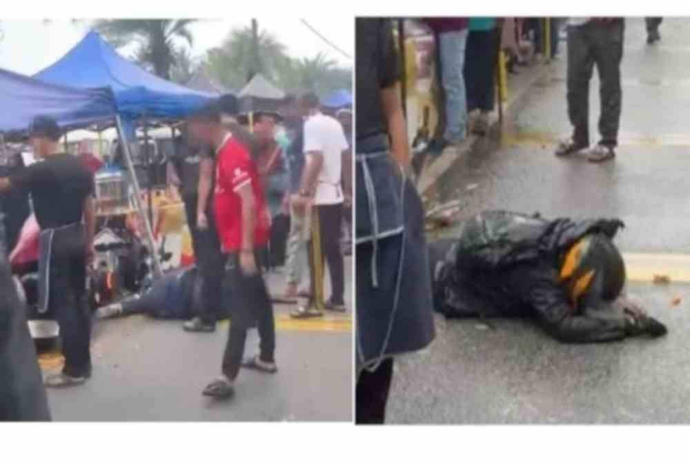 Tangkap layar video tular memaparkan seorang lelaki dipukul di Pasar Tani Padang Astaka Chukai pada Jumaat lepas.