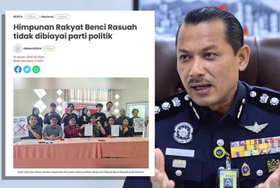 Laporan Sinar Harian berkaitan Himpunan Rakyat Benci Rasuah.