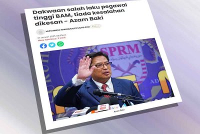 Laporan Sinar Harian pada Selasa mengenai SPRM mengesahkan siasatan mendapati tiada elemen jenayah ditemui berhubung dakwaan seorang pegawai kanan persatuan itu mengambil elaun tanpa kelulusan Ahli Majlis BAM.