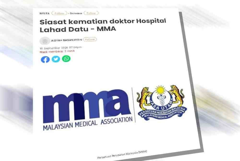 Laporan Sinar Harian berkaitan kematian Pakar Perubatan Patalogi di Hospital Lahad Datu, mendiang Dr Tay Tien Yaa yang didakwa ditindas pegawai atasan dan menghadapi beban tugas melampau.