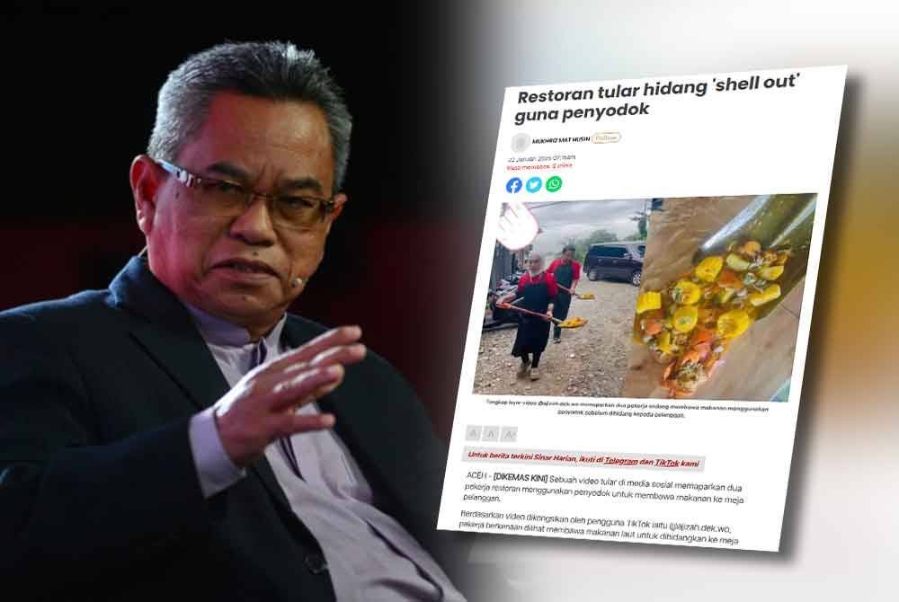 Zainal Ariffin (kiri), Laporan Sinar Harian mengenai tular sebuah restoran hidang makanan guna penyodok.