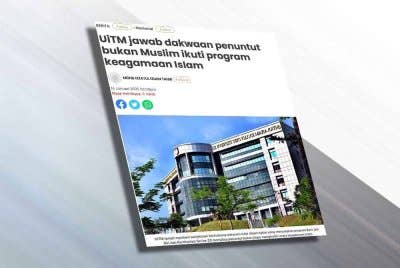 Laporan Sinar Harian mengenai penjelasan UiTM berhubung dakwaan tular dalam talian yang menyatakan program Kem Jati Diri dan Kerohanian Siri ke-20 memaksa penuntut bukan Islam menghadiri acara keagamaan Islam.