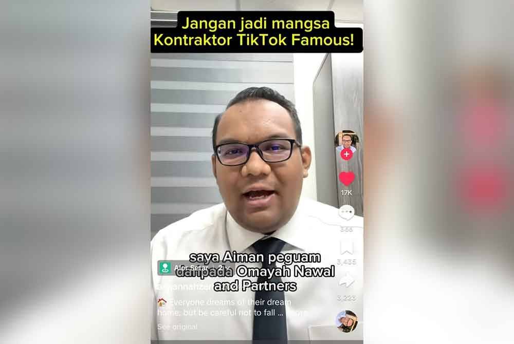 Aiman mendedahkan penipuan kontraktor rumah terkenal dari sebuah negeri di Pantai Timur yang mengumpan mangsa menerusi iklan bercorak Islamik di media sosial.