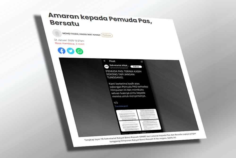 Tangkap layar laporan akhbar Sinar Harian pada Jumaat.