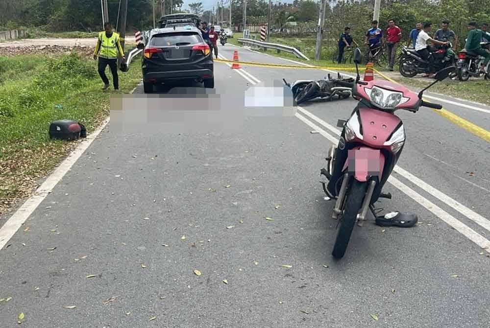Keadaan di lokasi kejadian di Jalan Mengabang Telong Batu Rakit, di Kuala Nerus pada Jumaat.