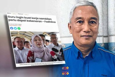 Laporan Sinar Harian berhubung kenyataan Fadhlina mengenai guru ingin membuat kerja sambilan perlu mendapat kebenaran. Gambar kanan: Fouzi