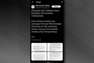 Tangkap layar FB Sekretariat Rakyat Benci Rasuah (SRBR) beri amaran kepada Pas dan Bersatu supaya jangan tunggang Himpunan Rakyat Benci Rasuah di ibu negara, Sabtu ini.
