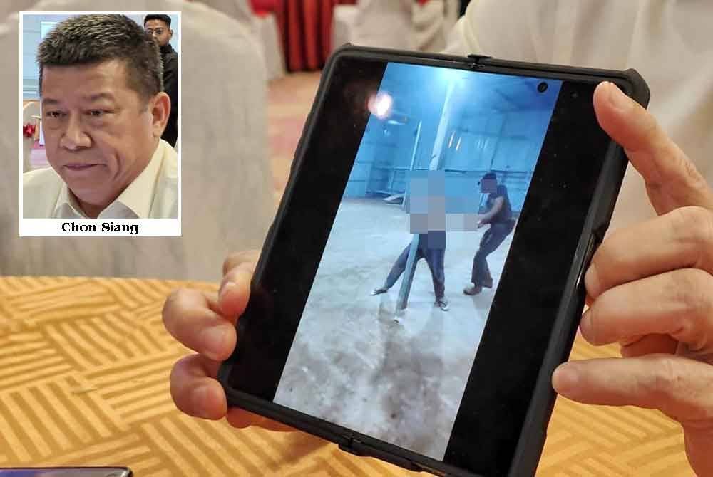 Salah satu rakaman video yang menunjukkan mangsa dipukul selepas gagal memenuhi permintaan sindiket. FOTO: SINAR HARIAN