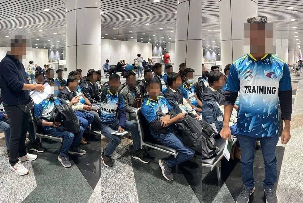 Pegawai imigresen memeriksa warga Bangladesh yang ditahan selepas didapati menyamar sebagai pelatih Akademi Perikanan di Lapangan Terbang Antarabangsa Kuala Lumpur (KLIA) pada Jumaat.