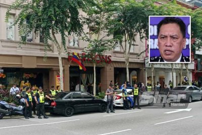 Anggota polis mengawal situasi di sekitar penganjuran Himpunan Rakyat Benci Rasuah di ibu negara pada Sabtu. (Gambar kecil: Rusdi) - FOTO: SINAR HARIAN/MUHAMMAD AMINURALIF MOHD ZOKI