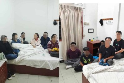 Antara PATI warga Indonesia yang ditahan di sebuah hotel di Sungai Besar, Selangor pada Ahad.