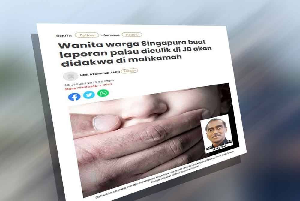 Laporan Sinar Harian berhubung wanita warga Singapura buat laporan palsu diculik di JB akan didakwa di mahkamah.