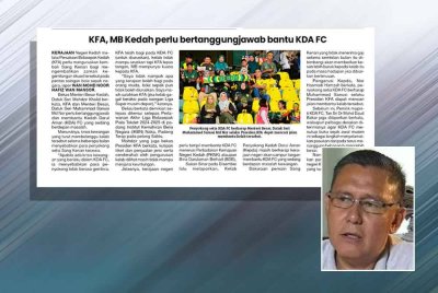 Laporan Sukan Sinar pada Isnin. Gambar kecil: Mohd Sadek