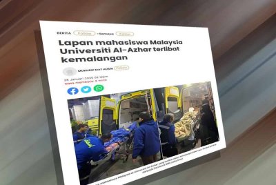 Laporan Sinar Harian berhubung kemalangan membabitkan lapan mahasiswa Malaysia dari Universiti Al-Azhar
ketika dalam perjalanan rehlah ke Port Said pada Sabtu.
