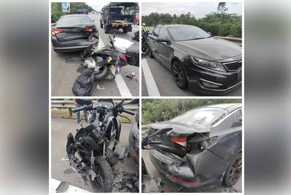 Penunggang motosikal maut selepas melanggar sebuah kereta yang berhenti di lorong kecemasan akibat tayar pancit di KM237.9 Lebuhraya PLUS arah utara pada Rabu.
