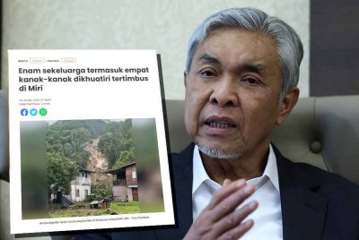 Laporan Sinar Harian berhubung insiden tanah runtuh di Miri.