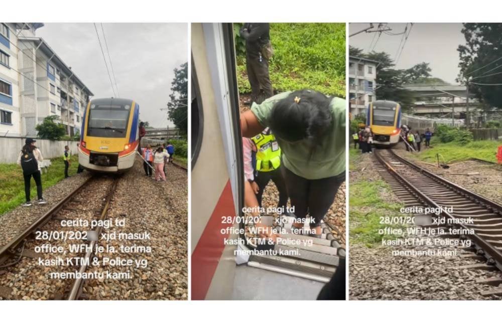 Tangkap layar video TikTok milik Siti Zalina di mana penumpang diminta turun daripada tren berkenaan.