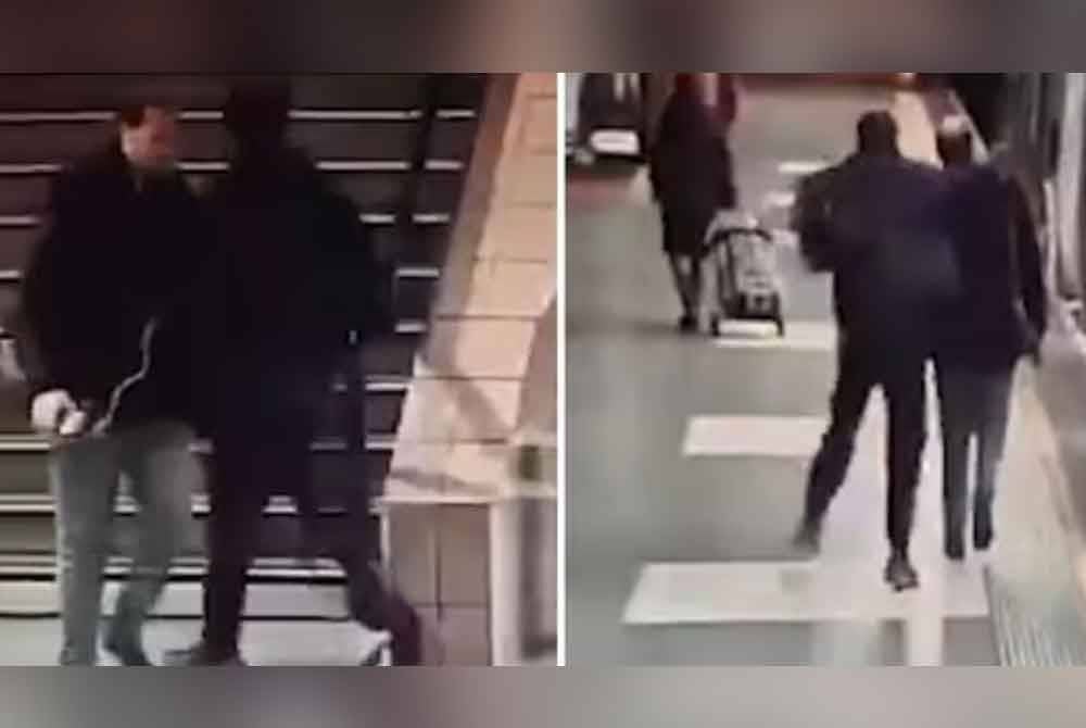 Seorang lelaki ditikam di leher oleh individu yang tidak dikenali selepas secara tidak sengaja terlanggarnya di stesen kereta api bawah tanah.