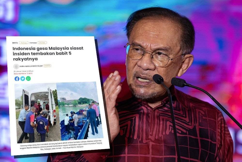 Laporan Sinar Harian berhubung Indonesia menggesa Malaysia siasat insiden tembakan babit 5 rakyatnya.