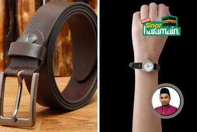 MEMAKAI jam tangan, cincin dan tali pinggang ketika dalam ihram adalah tidak termasuk dalam larangan ketika berihram. -Foto: CANVA/ Gambar kecil: USTAZ MUHAMAD AZLAN MD ARIS