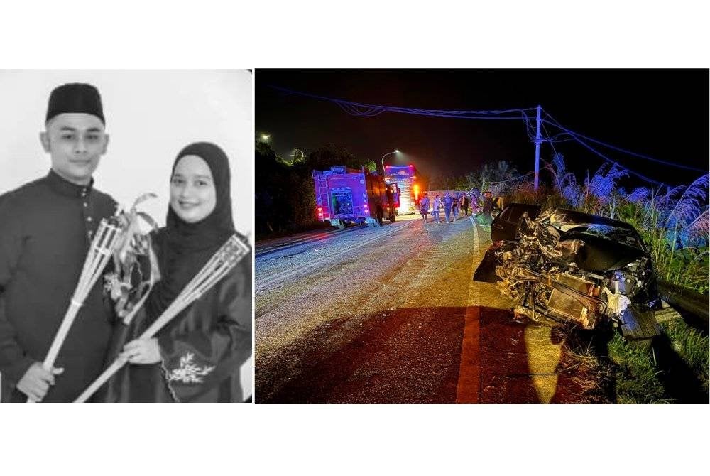 Muhammad Syamie Farhan (kiri) dan Nurul Syafika Anis yang terkorban dalam kemalangan di Gua Musang. (Kereta dinaiki keluarga kemalangan membabitkan sebuah treler.)