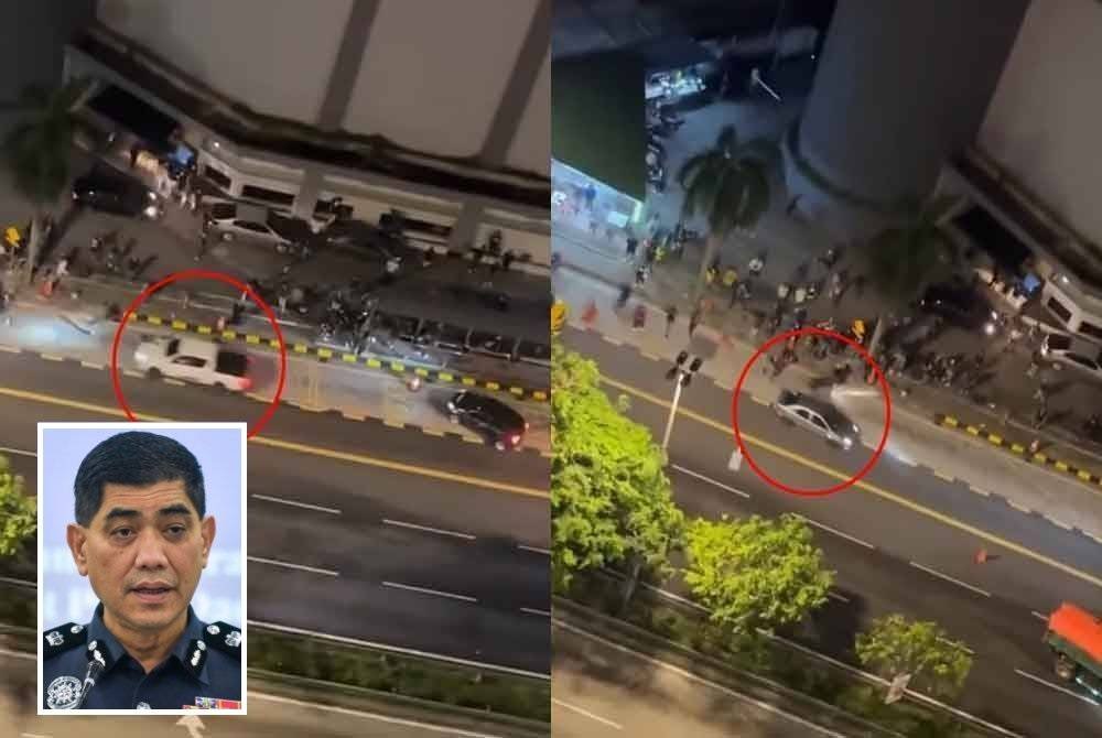 Polis masih memburu tiga lagi suspek dalam kejadian langgar lari melibatkan dua kenderaan di hadapan sebuah pusat hiburan di Jalan Klang Lama pada Rabu. (Gambar kecil: Ku Mashariman)