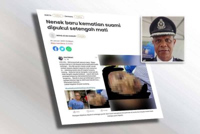 Laporan Sinar Harian berhubung kejadian nenek baru kematian suami dipukul setengah mati. Gambar kecil: Azharudin