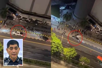 Polis masih memburu tiga lagi suspek dalam kejadian langgar lari melibatkan dua kenderaan di hadapan sebuah pusat hiburan di Jalan Klang Lama pada Rabu. (Gambar kecil: Ku Mashariman)