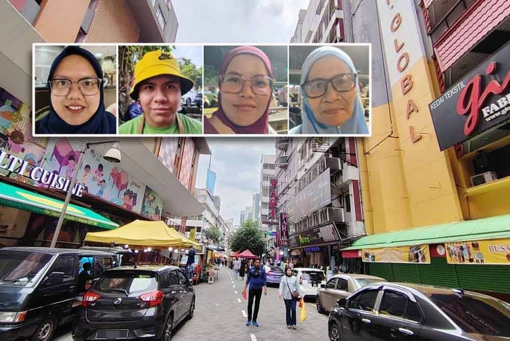 Lorong TAR menjadi antara lokasi bazar Ramadan dan Aidilfitri yang menjadi tumpuan pengunjung dari seluruh negara. Gambar kecil: Nadrah Nordin, Muhd Aiman Afiq, Lailatul Maryam, dan Che Bashah