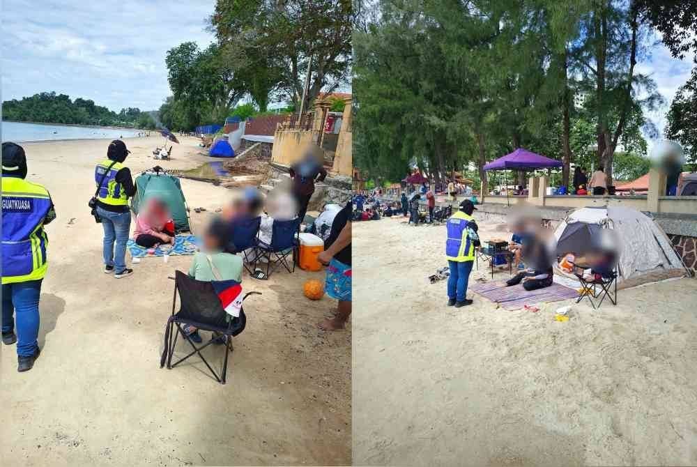 Penguatkuasaan dilakukan pegawai MPPD berhubung larangan memasang khemah di pantai Port Dickson - Foto Facebook MPPD